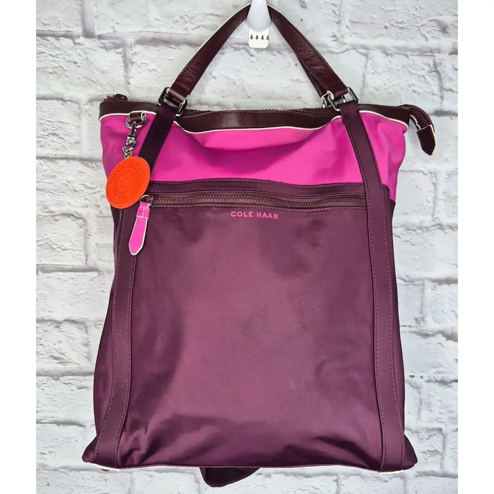Cole Haan Nylon Convertible Backpack & Crossbody Travel Set Pink Purple - Picture 2 of 16